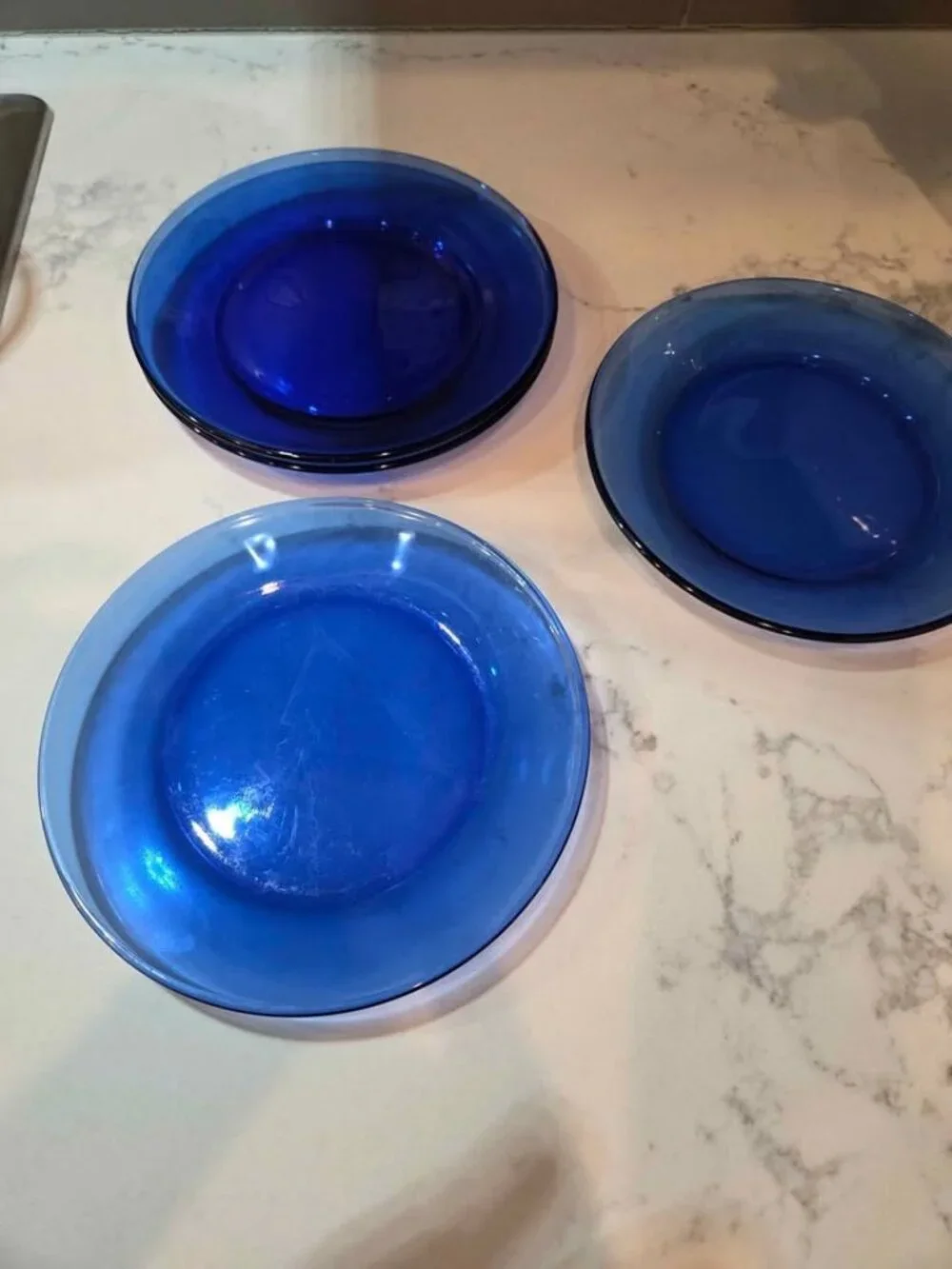 Cobalt blue glass salad plates 4 total
